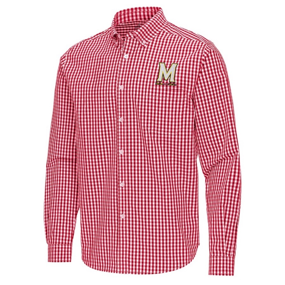 Antigua UMD Red Gingham Men's Button Down Shirt